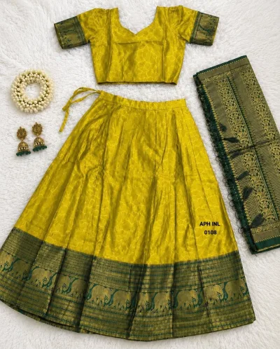 Heavy Lichi Silk Zari Border Lehenga